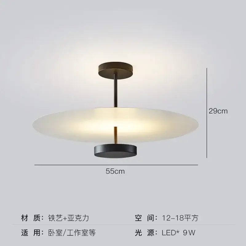 Modern minimalist acrylic black round chandelier bedroom light