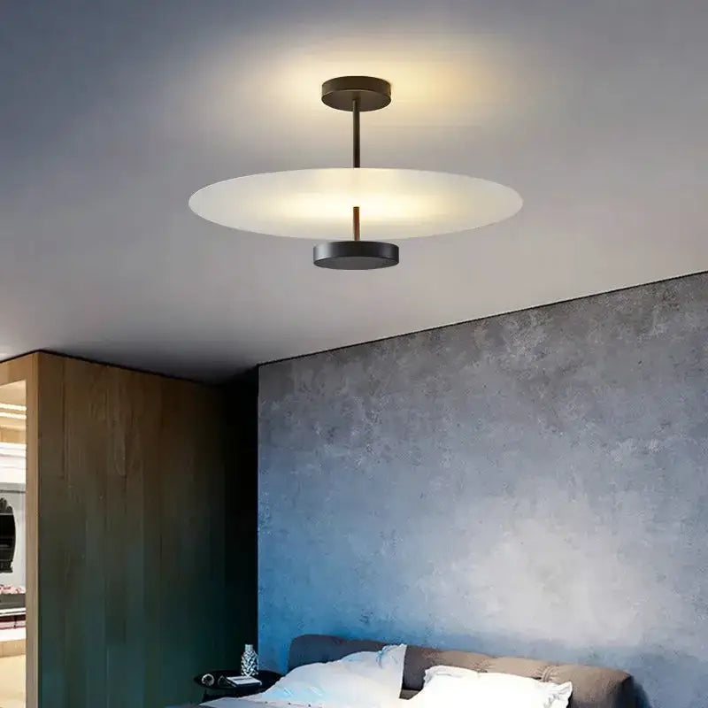 Modern minimalist acrylic black round chandelier bedroom light