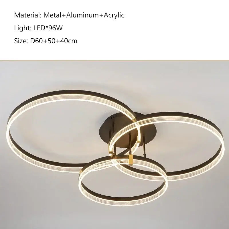 Modern gold circular led acrylic ceiling chandelier for living room