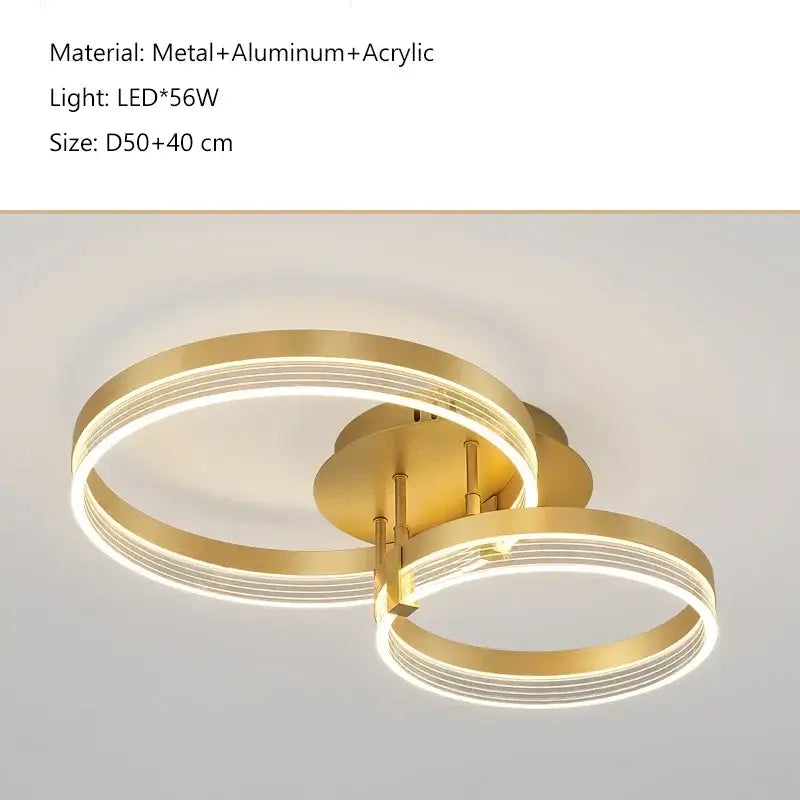 Modern gold circular led acrylic ceiling chandelier for living room