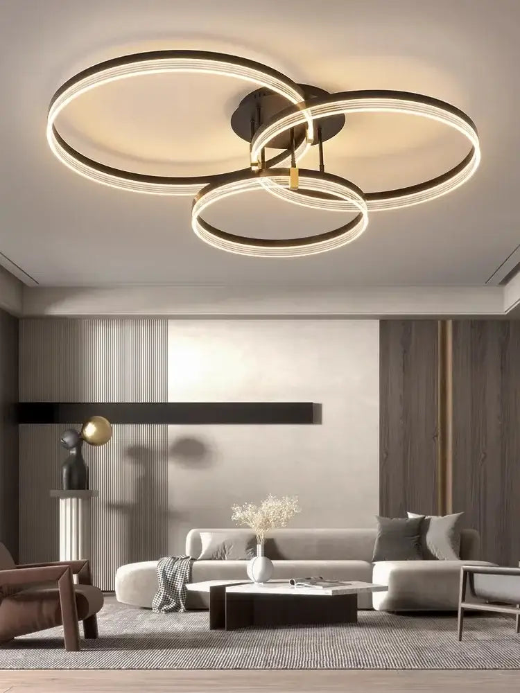 Modern gold circular led acrylic ceiling chandelier for living room