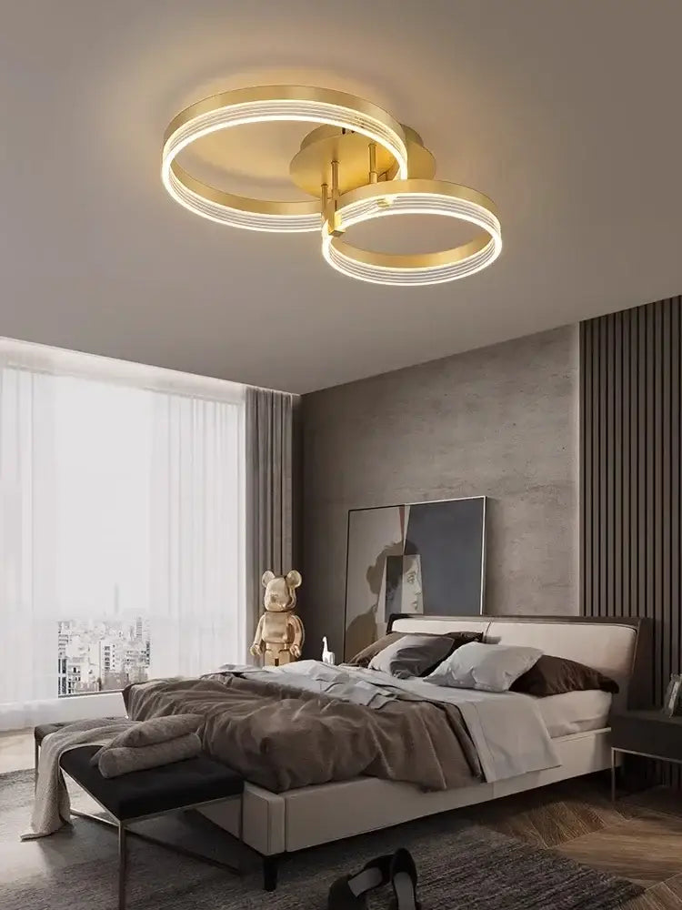 Modern gold circular led acrylic ceiling chandelier for living room