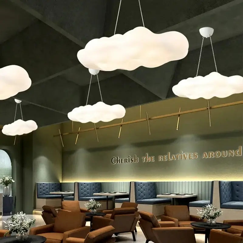 Modern white acrylic cloud led pendant light living room