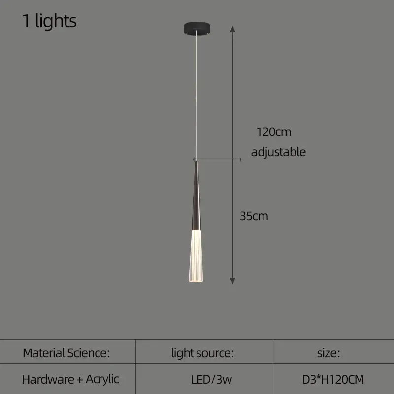Modern black & white cone pendant light – kitchen tapered chandelier