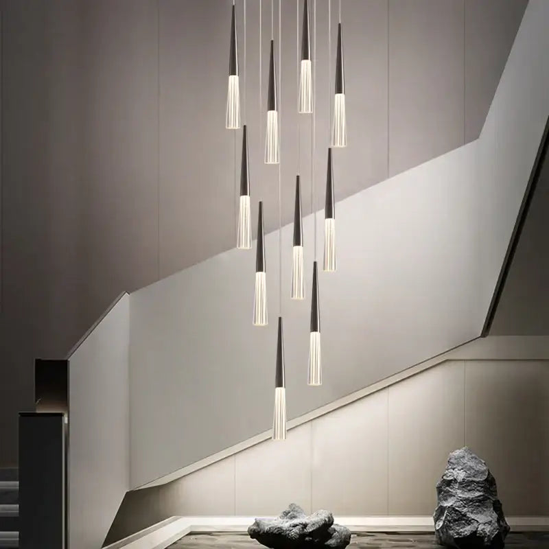 Modern black & white cone pendant light – kitchen tapered chandelier