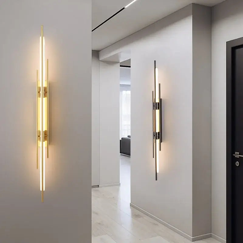 Minimalist copper wall sconce led light strip living room