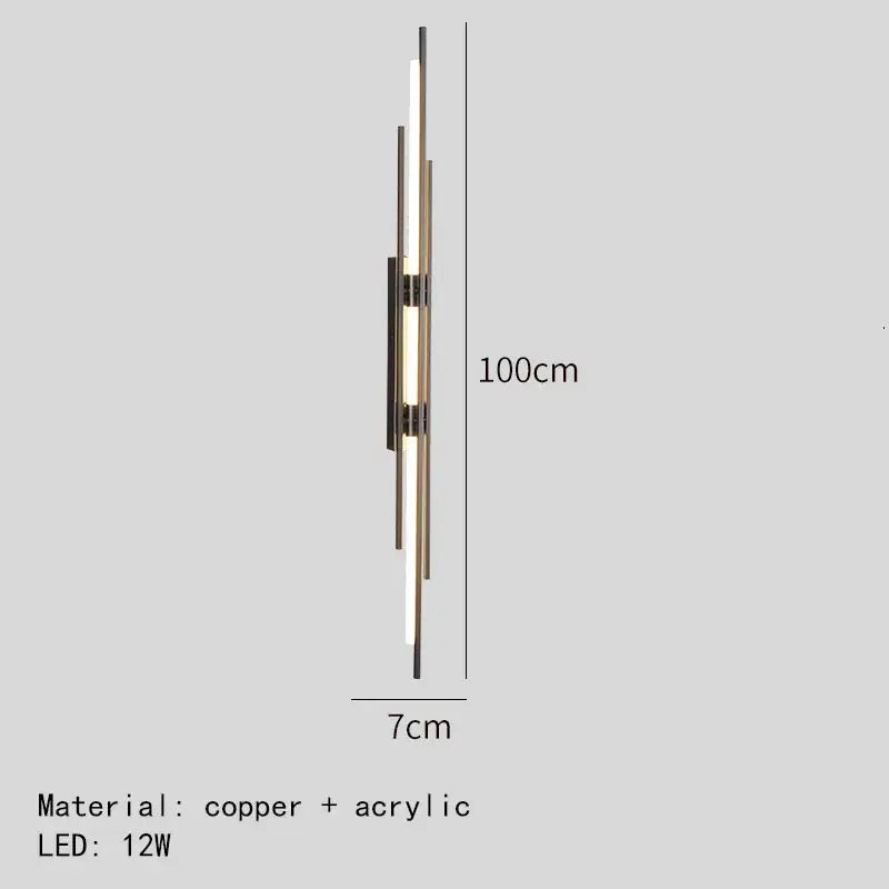 Minimalist copper wall sconce led light strip living room