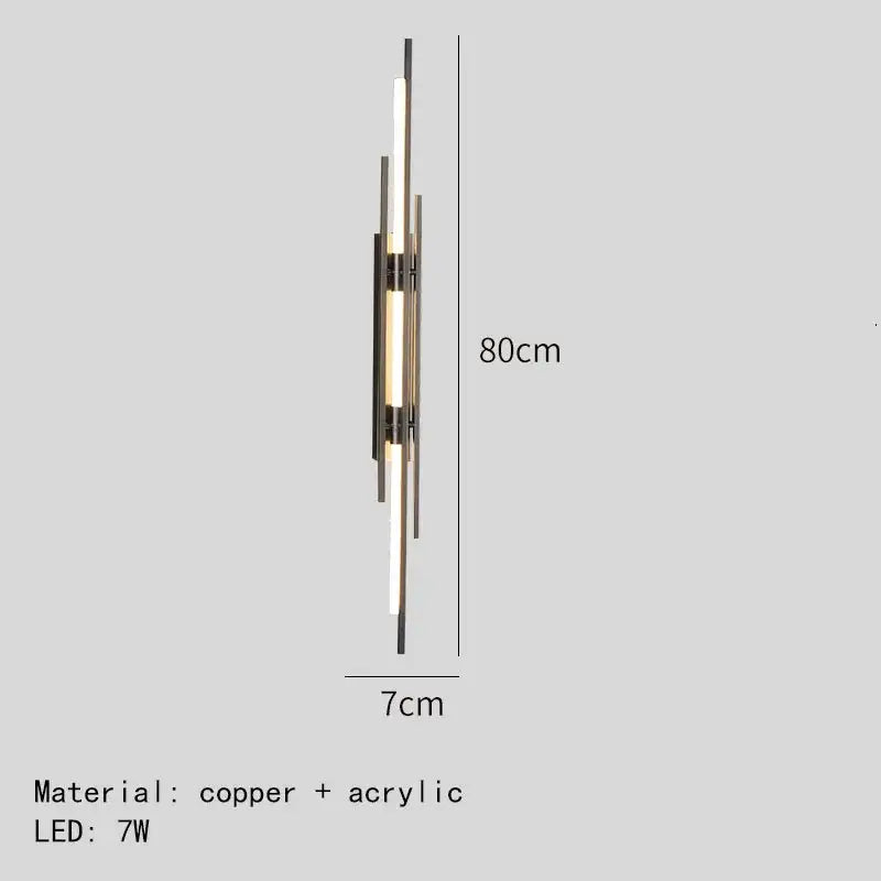 Minimalist copper wall sconce led light strip living room