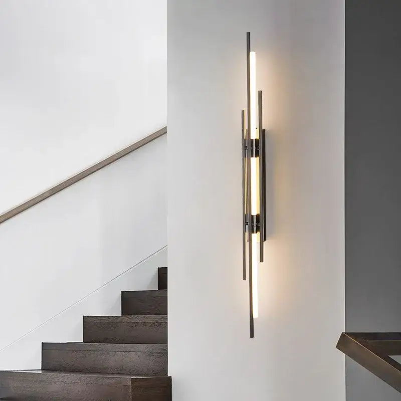 Minimalist copper wall sconce led light strip living room