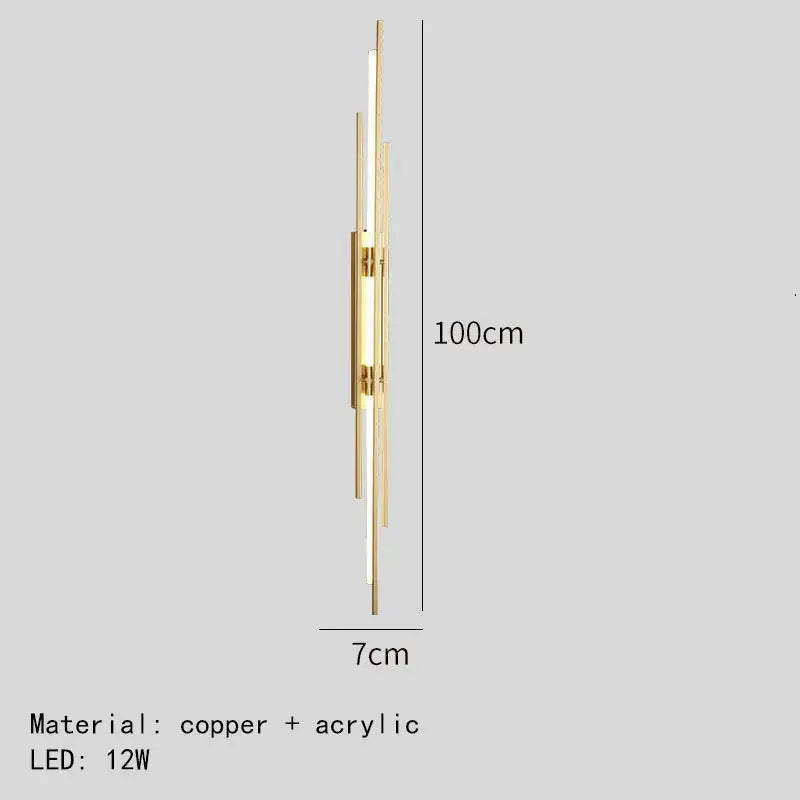 Minimalist copper wall sconce led light strip living room