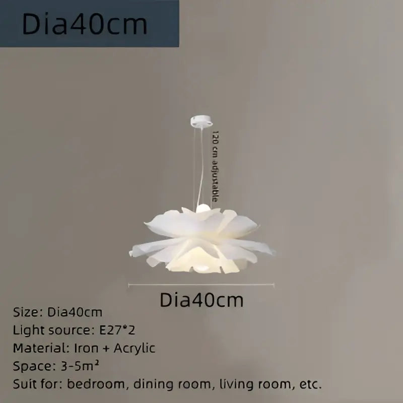Elegant white lotus acrylic flower pendant light for dining room