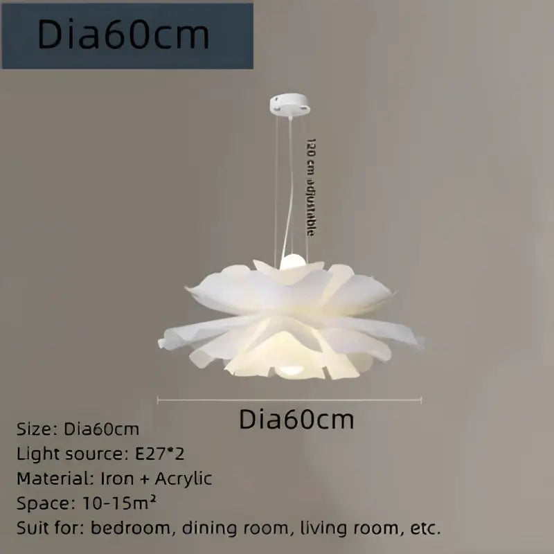 Elegant white lotus acrylic flower pendant light for dining room