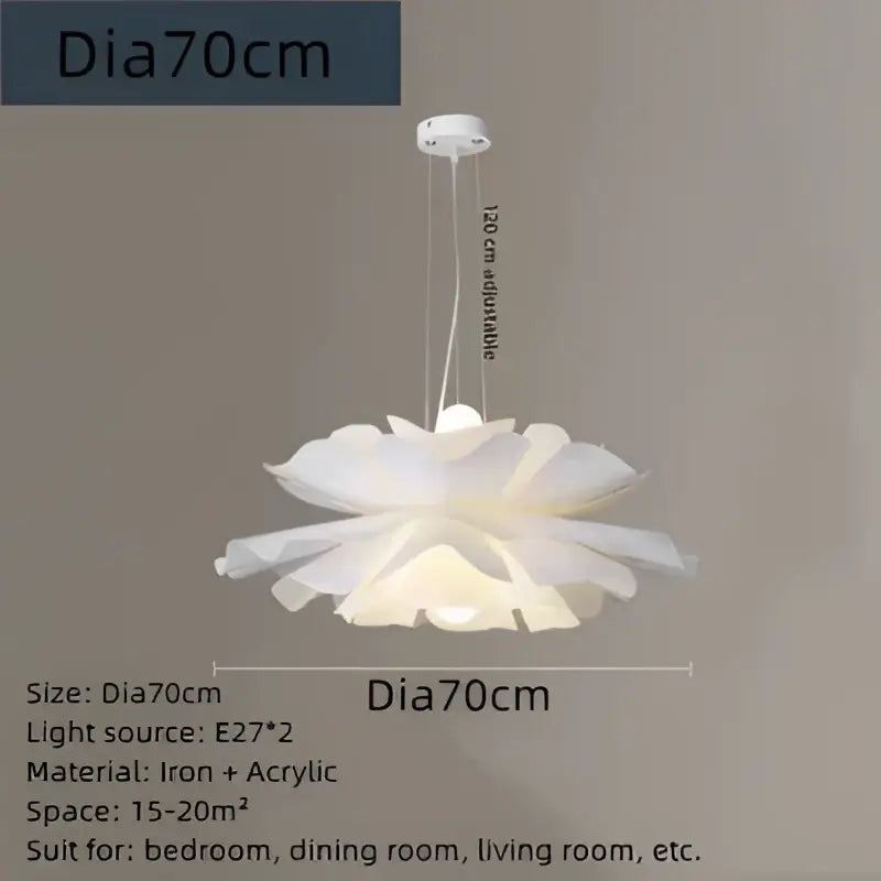 Elegant white lotus acrylic flower pendant light for dining room