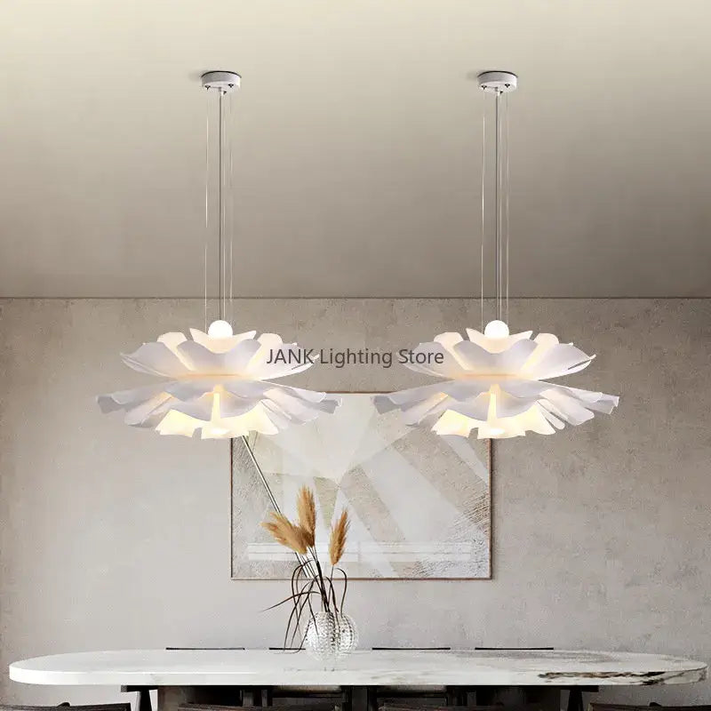 Elegant white lotus acrylic flower pendant light for dining room