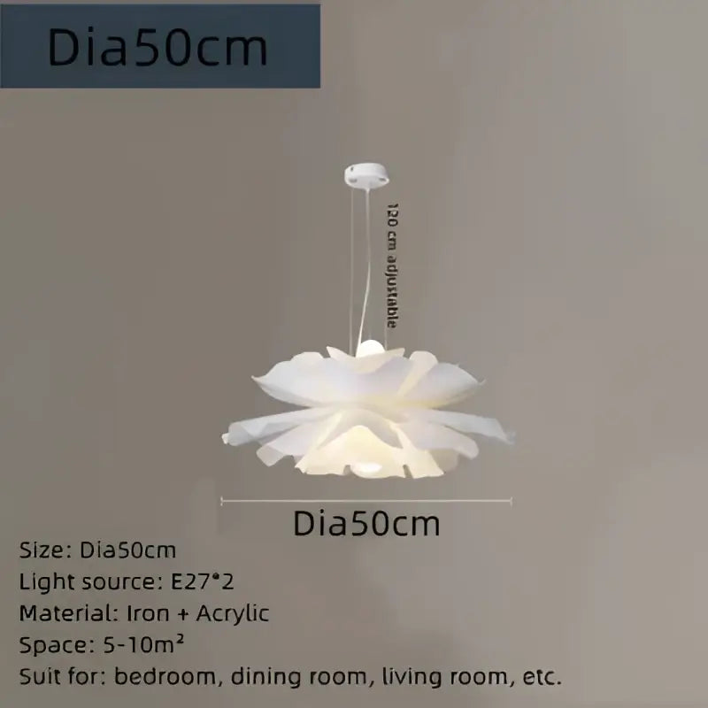 Elegant white lotus acrylic flower pendant light for dining room