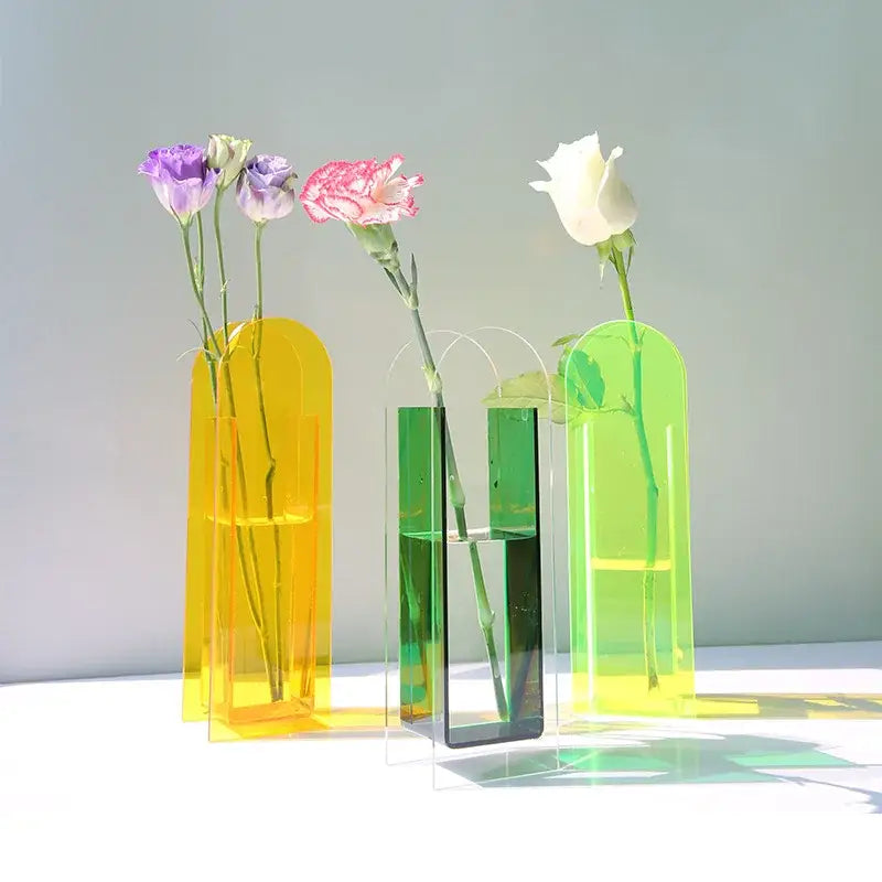 Contemporary rainbow acrylic flower vase living room floral container