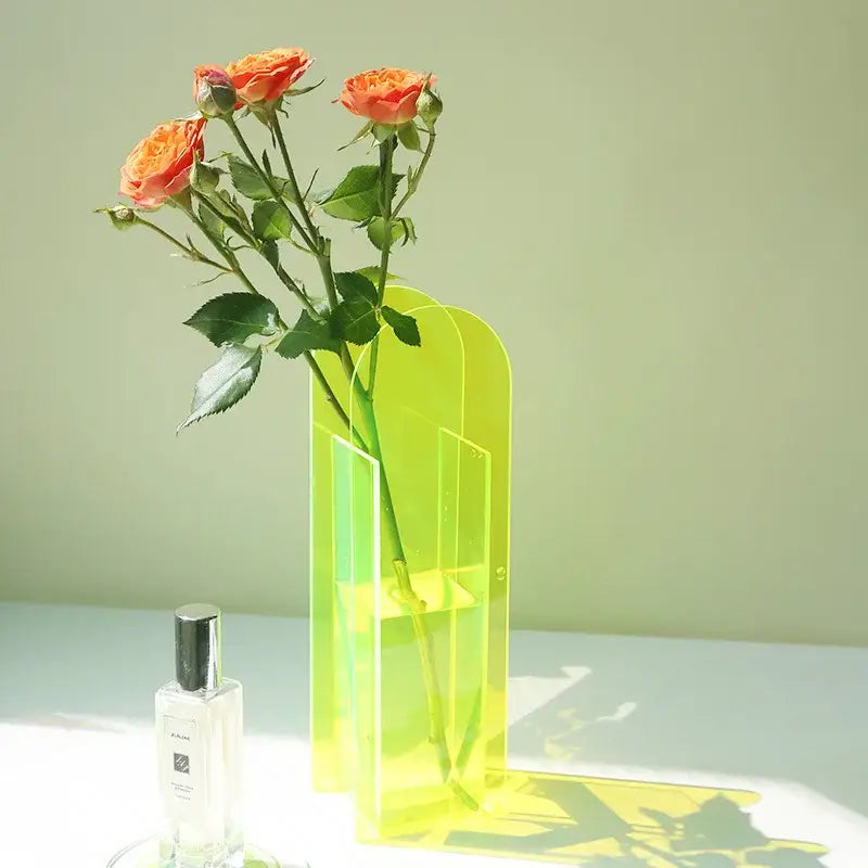 Contemporary rainbow acrylic flower vase living room floral container