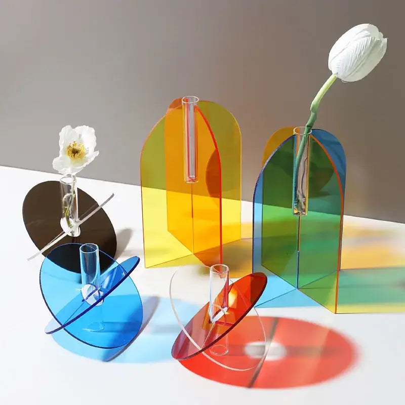 Contemporary rainbow acrylic flower vase living room floral container