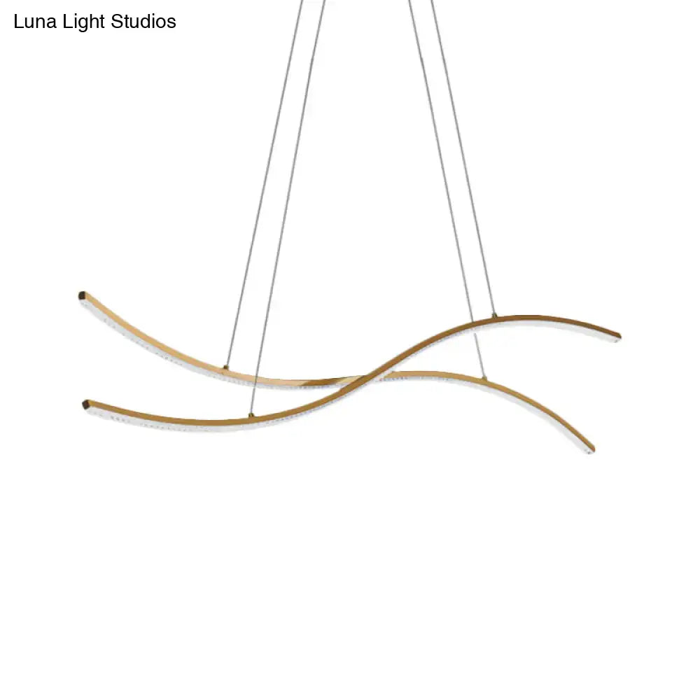 Modern gold linear island pendant – kitchen led chandelier light