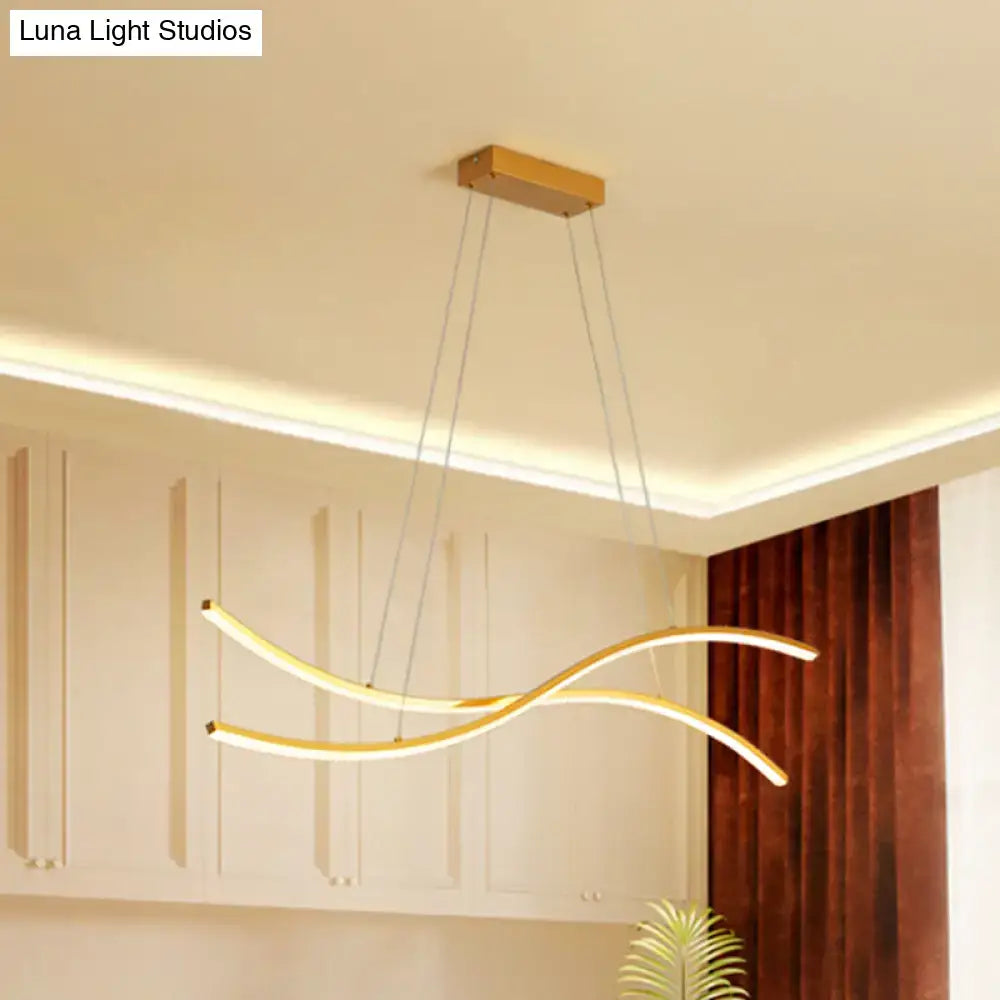 Modern gold linear island pendant – kitchen led chandelier light