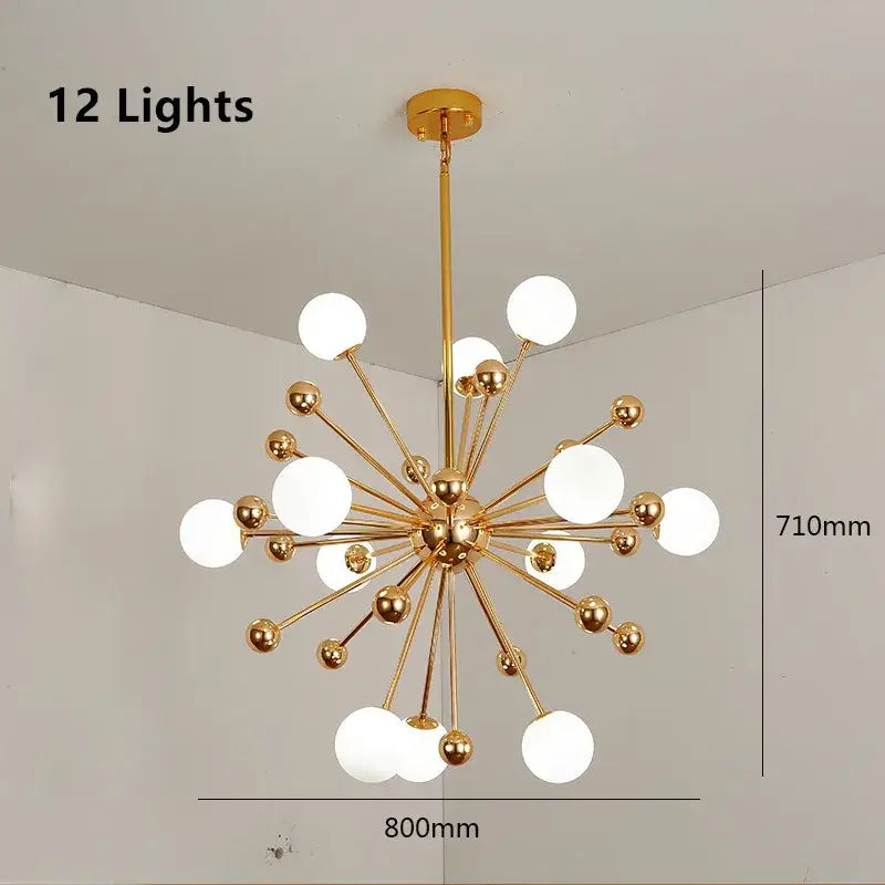 Decorbites acrylic molecule chandelier gold dining room globe lamp