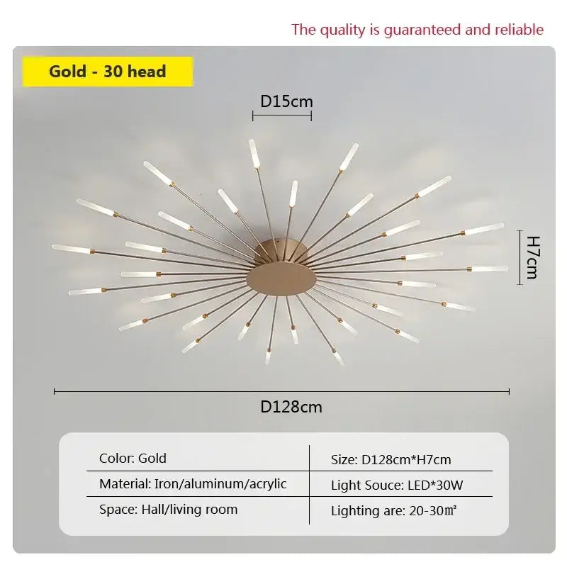 Decorbites acrylic sunflower ceiling lamp gold starburst living room