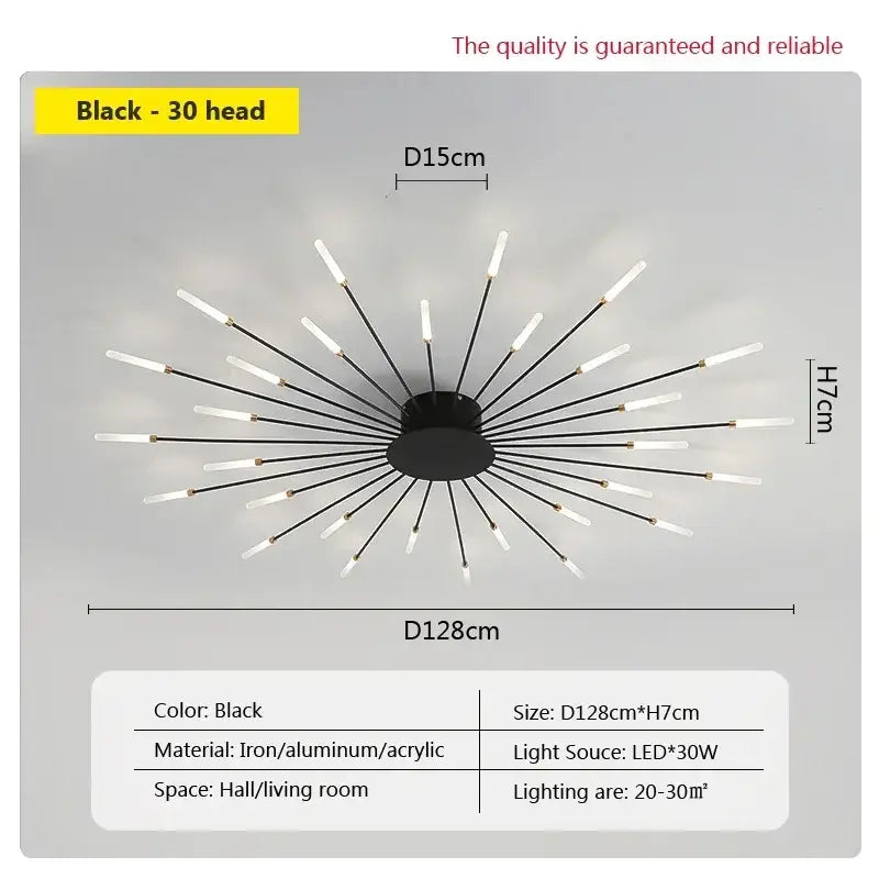 Decorbites acrylic sunflower ceiling lamp gold starburst living room