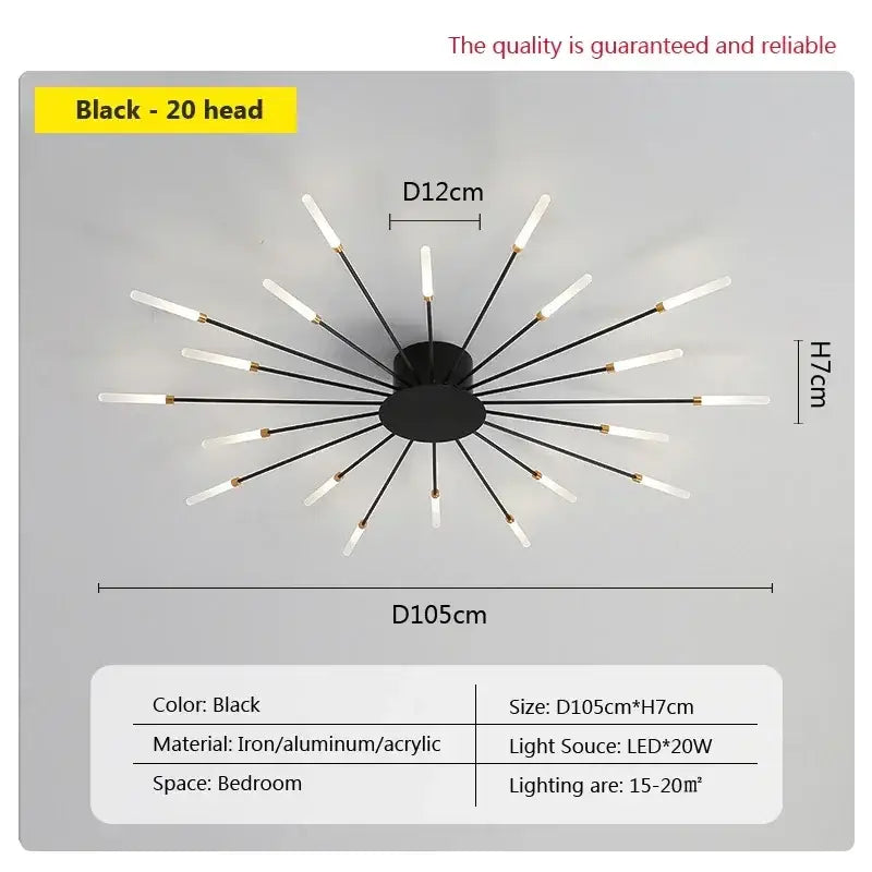 Decorbites acrylic sunflower ceiling lamp gold starburst living room