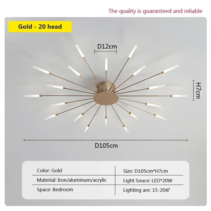 Decorbites acrylic sunflower ceiling lamp gold starburst living room