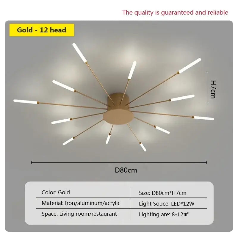 Decorbites acrylic sunflower ceiling lamp gold starburst living room