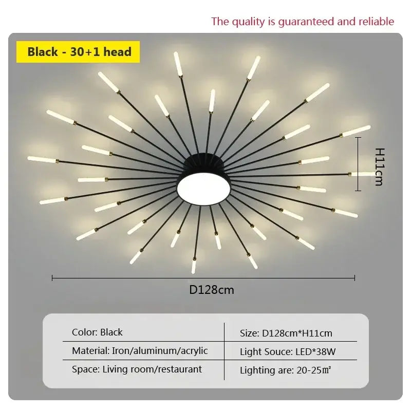 Decorbites acrylic sunflower ceiling lamp gold starburst living room