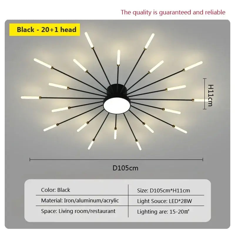 Decorbites acrylic sunflower ceiling lamp gold starburst living room