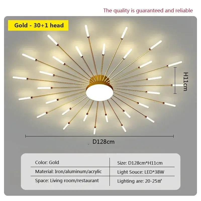 Decorbites acrylic sunflower ceiling lamp gold starburst living room