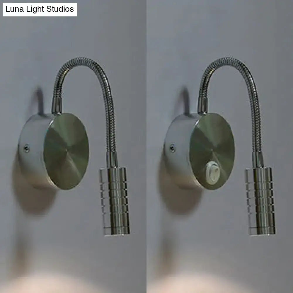 Modern chrome gooseneck cylinder wall mount reading lamp bedroom