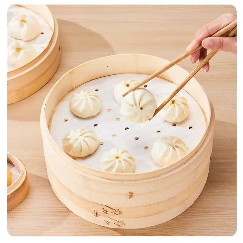 White perforated bamboo air fryer steamer liners kitchen baking papers