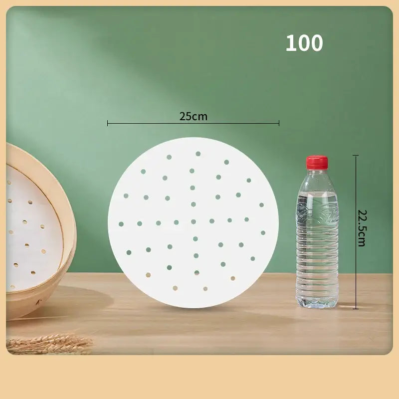 White perforated bamboo air fryer steamer liners kitchen baking papers