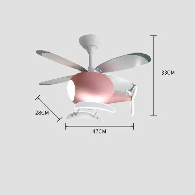 Blue helicopter aircraft chandelier ceiling fan bedroom light