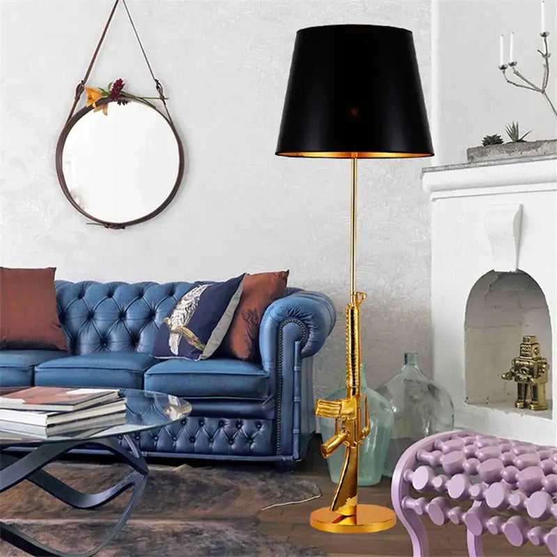 Modern gold ak47 gun design table lamp living room decor
