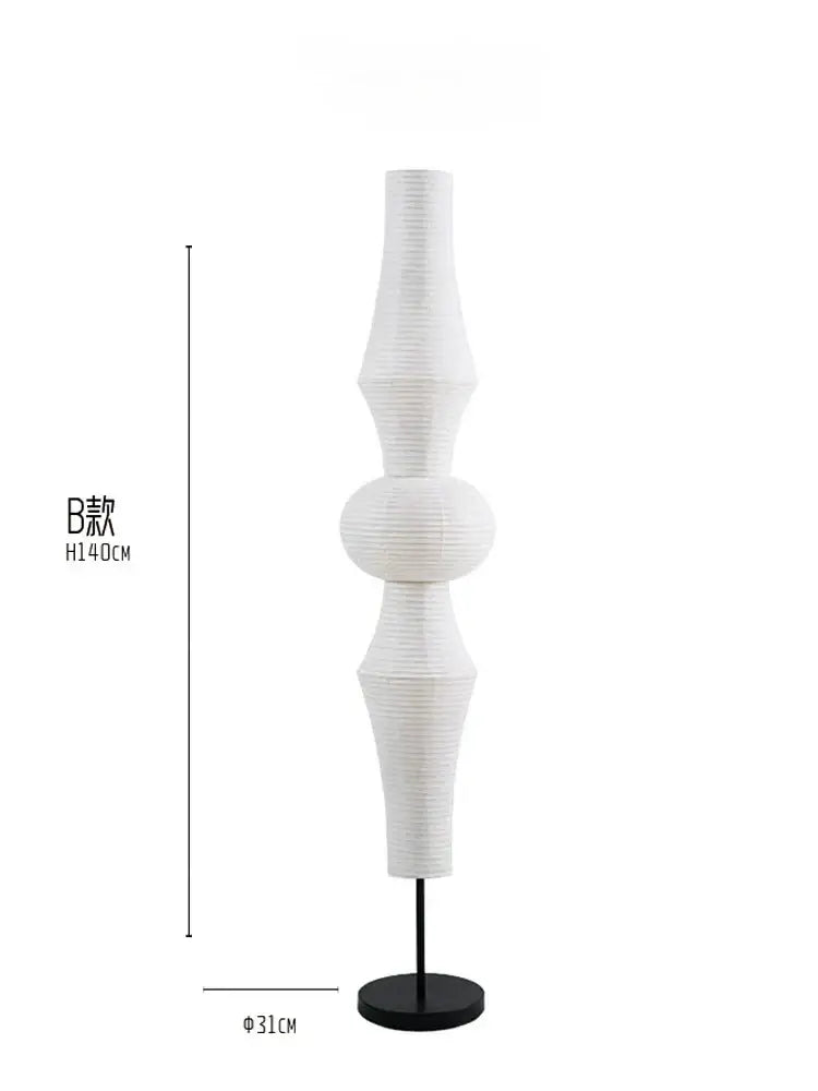 Vintage akari noguchi cream ribbed paper pendant lights for studio