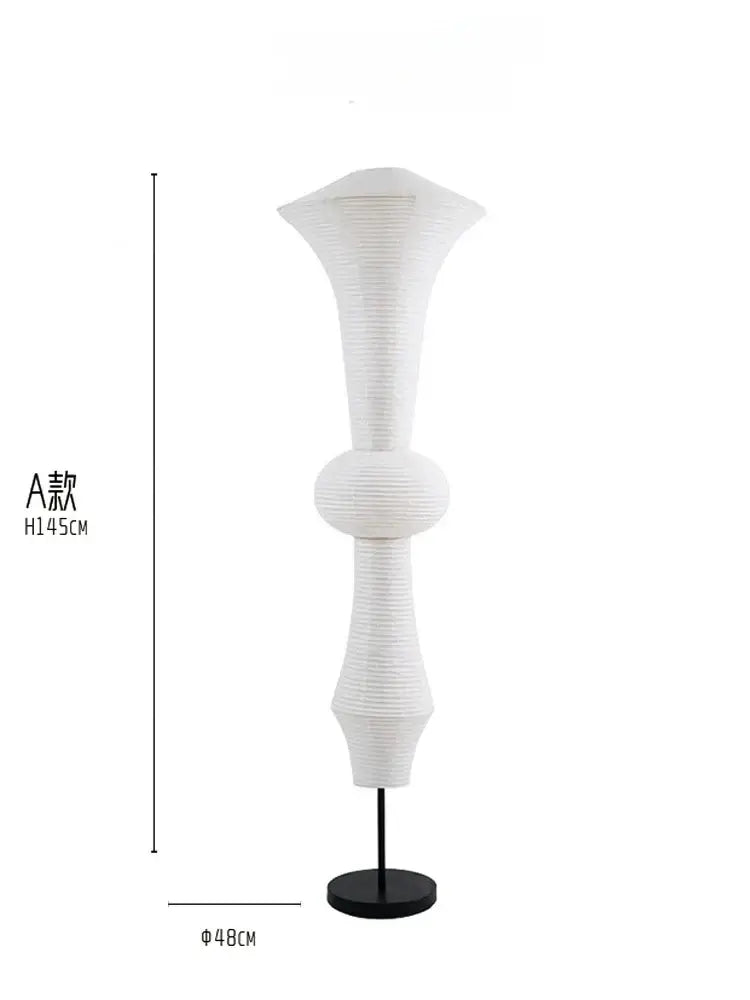 Vintage akari noguchi cream ribbed paper pendant lights for studio