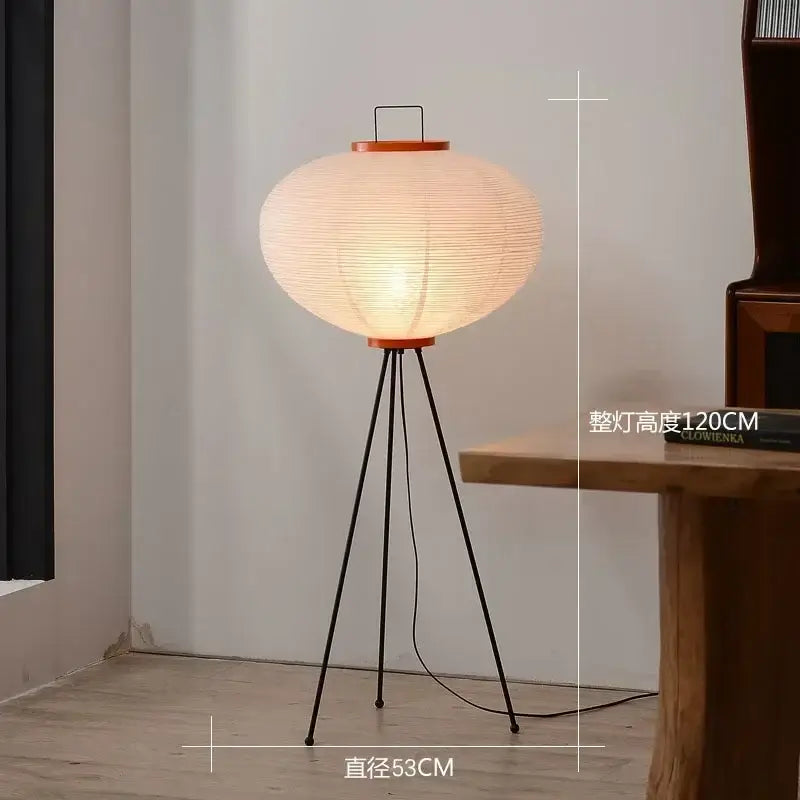 Vintage beige akari rice paper floor lamp for living room