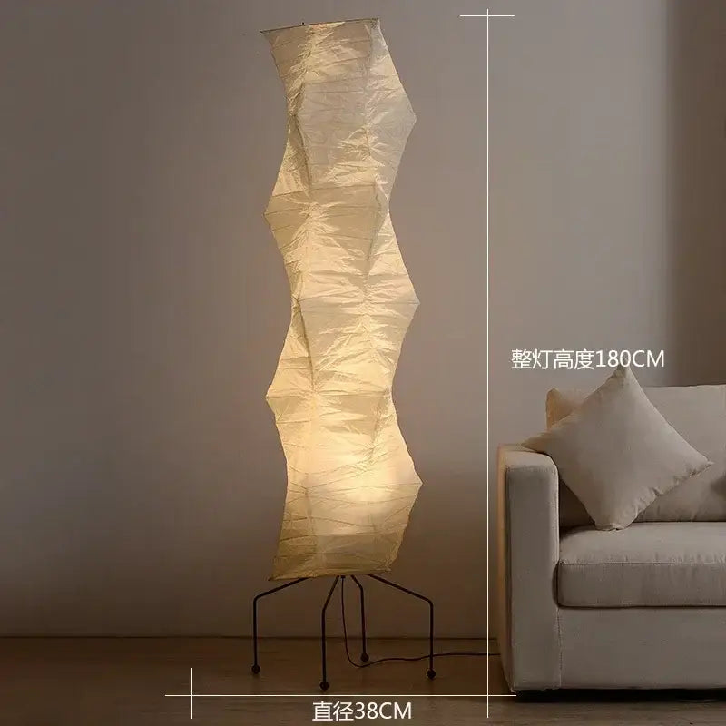 Vintage beige akari rice paper floor lamp for living room
