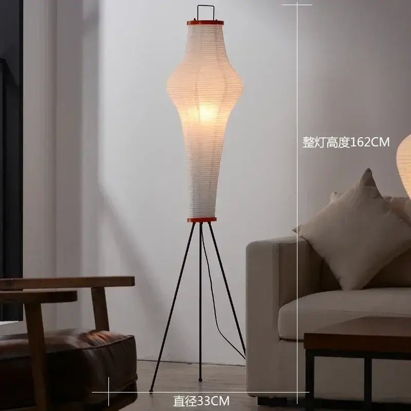 Vintage beige akari rice paper floor lamp for living room