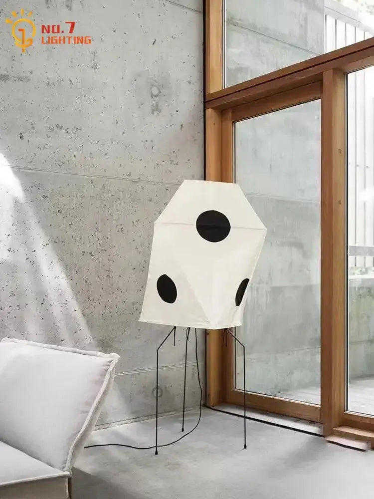 Wabi sabi white and black akari rice paper floor light bedroom lamp
