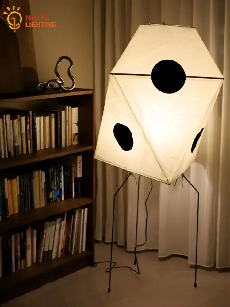 Wabi sabi white and black akari rice paper floor light bedroom lamp