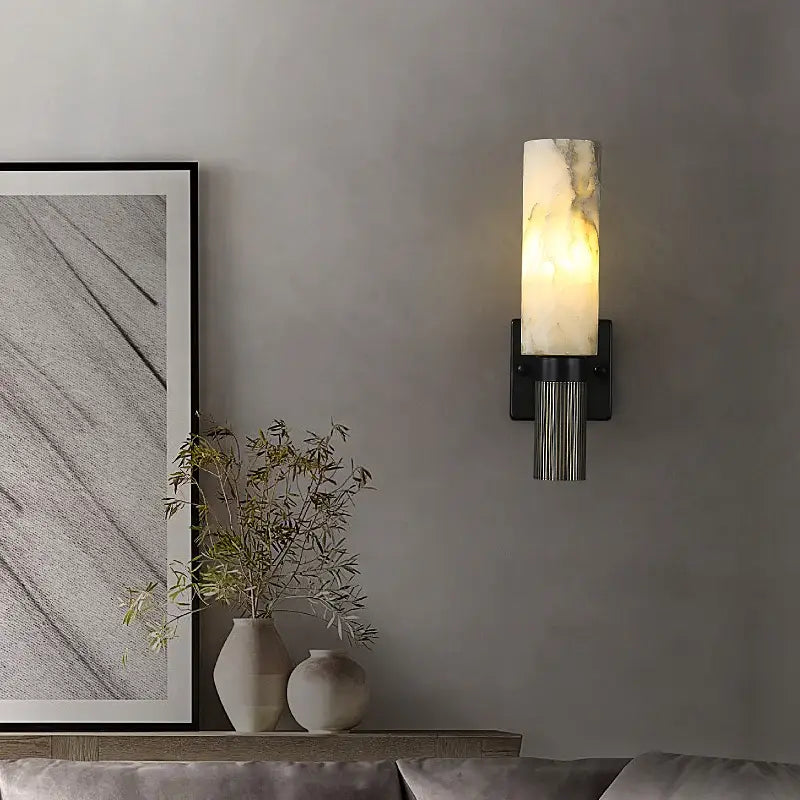 Luxury onyx and copper wall lamp bedroom sconce light