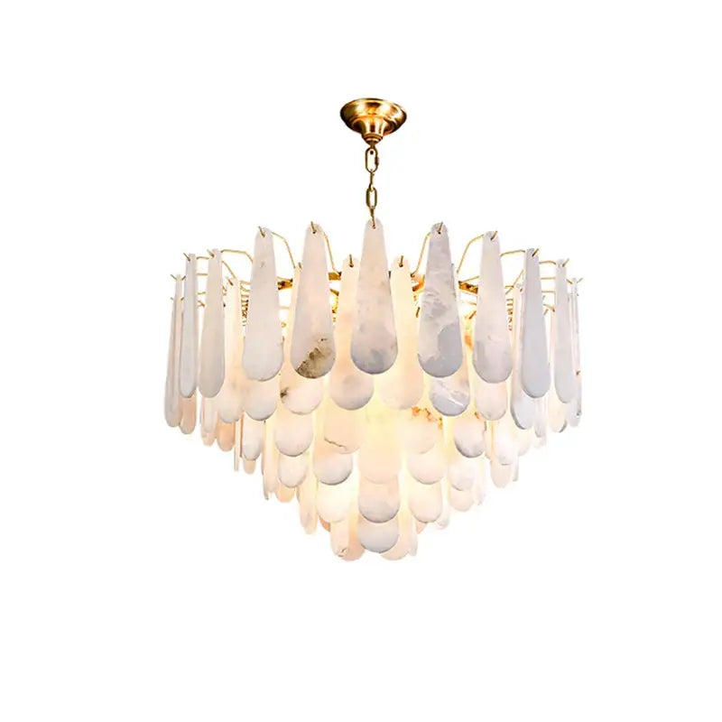 Elegant white alabaster lustre led chandelier dining room
