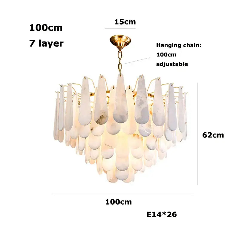 Elegant white alabaster lustre led chandelier dining room
