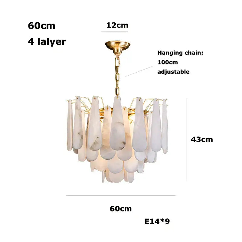 Elegant white alabaster lustre led chandelier dining room