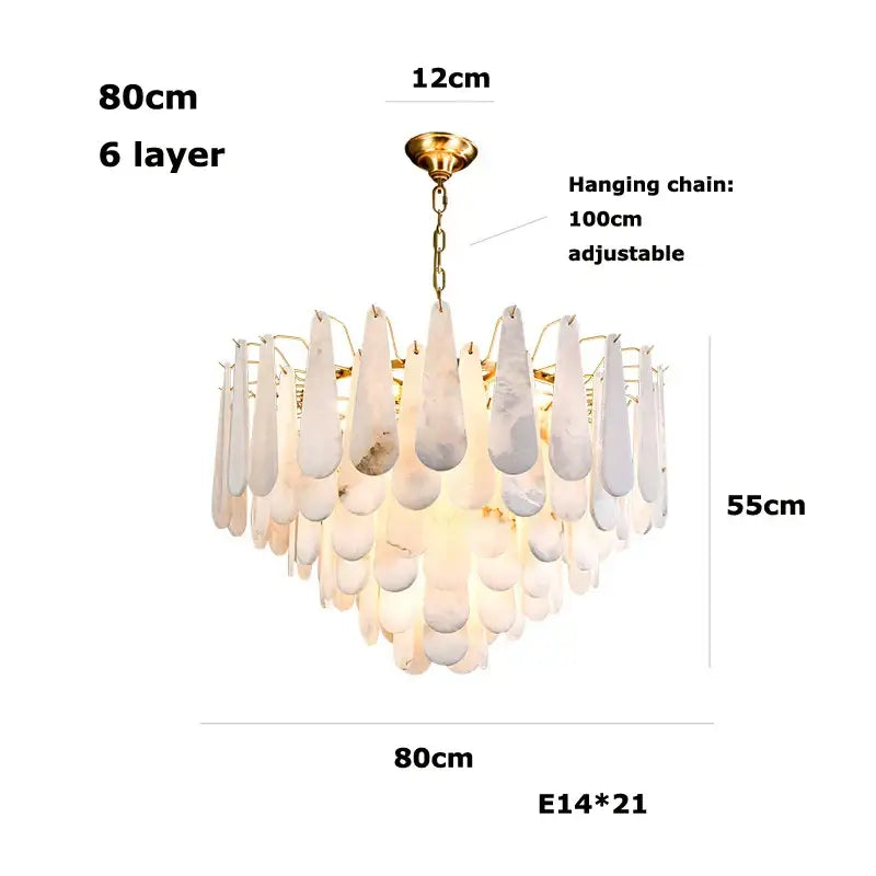 Elegant white alabaster lustre led chandelier dining room